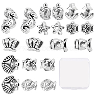 40 Pcs 10 Styles Tibetan Style Alloy European Beads, Large Hole Beads, Antique Silver, 4pcs/style(TIBE-SC0001-30AS)