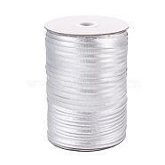 Polyester Fiber Ribbons, Silver, 3/8 inch(11mm), 100m/roll(OCOR-TAC0009-08L)