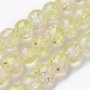 Two Tone Crackle Glass Beads Strands, Round, Champagne Yellow, 7.5~8.5mm, Hole: 1.2mm, about 48pcs/strand, 14.1 inch(36cm)(GLAA-F098-03C-11)