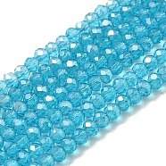 Electroplate Glass Beads Strands, AB Color Plated, Faceted, Rondelle, Sky Blue, 3x2mm, Hole: 1mm, about 165~169pcs/strand, 15~16 inch(38~40cm)(EGLA-D020-3x2mm-41)