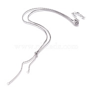 Stainless Steel Necklace Making, with Box Chains, Heart Link Chains and Lobster Claw Clasps, Stainless Steel Color, Single Chain: 9.65 inch(24.5cm) and 11.34 inch(28.8cm), Total Length: 20.98 inch(53.3cm)(AJEW-JB00477)
