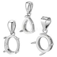 Anti-Tarnish PandaHall Elite 3Pcs 3 Styles Rhodium Plated 925 Sterling Silver Pendant Cabochon Settings with Prongs Mounting, Open Back Settings, Mixed Shapes, with 925 Stamp, Platinum, Tray: 8~10x6.5~8mm, 11.5~16x7.5~16mm, Hole: 4.5x3~3.5mm, 1pc/style(STER-PH0001-38)