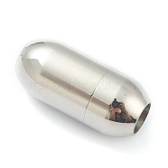 304 Stainless Steel Magnetic Clasps with Glue-in Ends, Column, Stainless Steel Color, 16x7mm, Hole: 3mm(STAS-O148-04B-P)