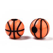 Craft Style Acrylic Beads, Basketball, Coral, 11.5~12x10.5mm, Hole: 3.5~4mm, about 600pcs/500g(MACR-T023-12A)