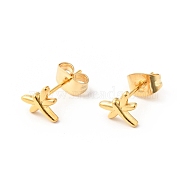 304 Stainless Steel Tiny Dragonfly Stud Earrings with 316 Stainless Steel Pins for Women, Golden, 6.5x7mm, Pin: 0.6mm(EJEW-J043-02G)