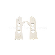 Undyed DIY Wooden Mitten Blockers Display, Hand Knitting Gloves Molds, with Hollow Heart Patern, Floral White, 29x11.5x0.25cm, Hole: 8.5mm(DIY-WH0265-95A)