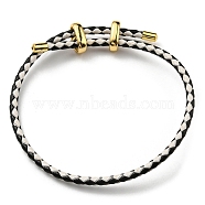 Leather Braided Cord Bracelets, Adjustable Bracelet, Black, Inner Diameter: 5/8~2-7/8 inch(1.5~7.3cm)(BJEW-G675-06G-04)