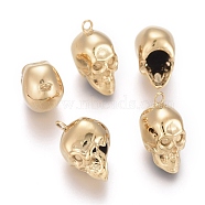 Ion Plating(IP) 304 Stainless Steel Pendant Rhinestone Settings, Skull Head, Golden, 14x7.5x9mm, Hole: 1.4mm, Fit For 1.5mm Rhinestone(STAS-F256-026G)