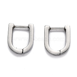 304 Stainless Steel Huggie Hoop Earrings, U Shape, Stainless Steel Color, 13x11x3mm, Pin: 1mm(STAS-J033-12A-P)