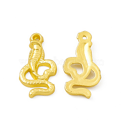 Rack Plating Alloy Pendants, Cadmium Free & Lead Free & Nickle Free, Snake Charms, Matte Gold Color, 18x9.5x2.5mm, Hole: 0.9mm(FIND-G045-36MG)