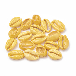 Natural Cowrie Shell Beads, Spray Painted, Yellow, 15~18x11~12x5~7mm(X-SHEL-T007-74E)