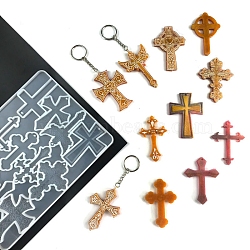 DIY Silicone Religion Cross Pendant Molds, Resin Casting Molds, for UV Resin, Epoxy Resin Jewelry Making, White, 224x157x6mm(PW-WG13810-01)