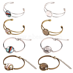 DIY Brass Bangle Makings, Bangle Blanks, with Transparent Clear Glass Cabochons, Mixed Color, Bangle: 8pcs/set, Glass Cabochons: 8pcs/set(DIY-SC0007-50)