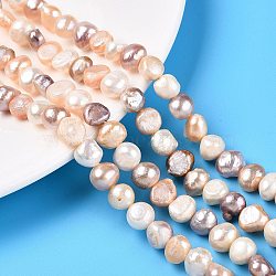 Natural Cultured Freshwater Pearl Beads Strands, Baroque Pearls Keshi Pearl Beads, Two Sides Polished, Mixed Color, 8~9x7.5~8.5x5~6mm, Hole: 0.7mm, about 42pcs/strand, 13.39''(34cm)(X-PEAR-N014-08E-01)