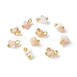 Electroplate Glass Charms, with Brass Ball Head Pins, Triangle, Antique White, 8x6x4.5mm, Hole: 1.8mm(PALLOY-JF00821-07)