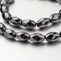 Non-magnetic Synthetic Hematite Beads Strands, Twisted Oval, Original Color, 12x8~9mm, Hole: 1mm, about 33pcs/strand, 15.7 inch(G-F300-12-09)