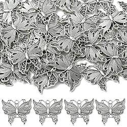 30Pcs Hollowe Tibetan Style Alloy Pendants, Butterfly, Antique Silver, 26x23mm, Hole: 2mm(FIND-YW0008-24)