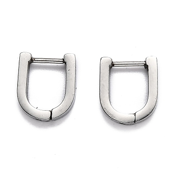 304 Stainless Steel Huggie Hoop Earrings, U Shape, Stainless Steel Color, 13x11x3mm, Pin: 1mm