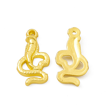 Rack Plating Alloy Pendants, Cadmium Free & Lead Free & Nickle Free, Snake Charms, Matte Gold Color, 18x9.5x2.5mm, Hole: 0.9mm