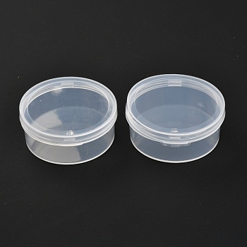 PP Plastic Storage Box, Round with Siamese Cover, for Store Makeup, 6.7x6.5x6x2.6cm