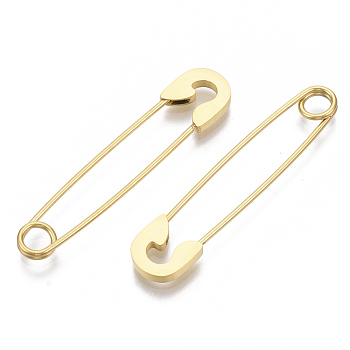 201 Stainless Steel Safety Pins Earrings, Golden, 39x8x1.5mm, Pin: 1mm