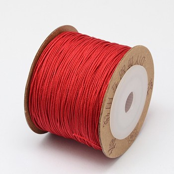 Nylon Braided Cord, Chinese Knotting Cord for Beading Jewelry Making Macrame Craft, Red, 0.8mm, about 109.36 yards(100m)/roll