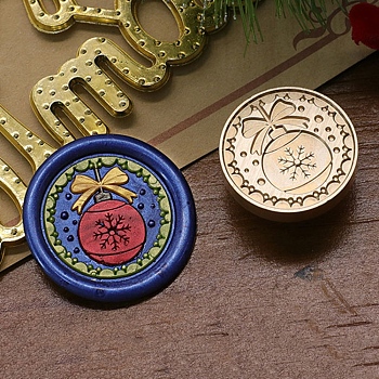 Christmas Series Wax Seal Brass Stamp Head, for Wax Seal Stamp, Golden, Snowflake, 25x14mm, Inner Diameter: 7.5mm