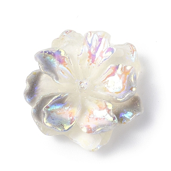 Luminous Resin Cabochons, AB Color, Glow in the Dark Flower, Gray, 23.5x8mm