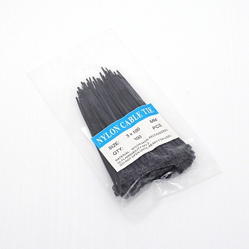 Plastic Cable Ties, Tie Wraps, Zip Ties, Black, 100x4.5x3.5mm, 100pcs/bag