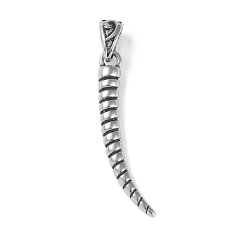 Viking 316 Surgical Stainless Steel Pendants, Wolf Tooth Charm, Antique Silver, 36x4mm, Hole: 6x4.5mm