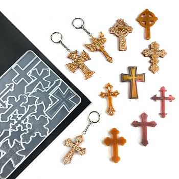 DIY Silicone Religion Cross Pendant Molds, Resin Casting Molds, for UV Resin, Epoxy Resin Jewelry Making, White, 224x157x6mm