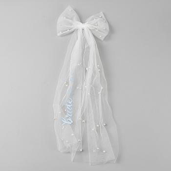 Long Gauze Bowknot Alligaor Hair Clips, White, 500x180x11mm