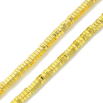 Electroplated Synthetic Non-magnetic Hematite Beads Strands, Hexagon, Golden Plated, 3x2.8x1mm, Hole: 1.2mm, about 408pcs/strand, 16.06''(40.8cm)