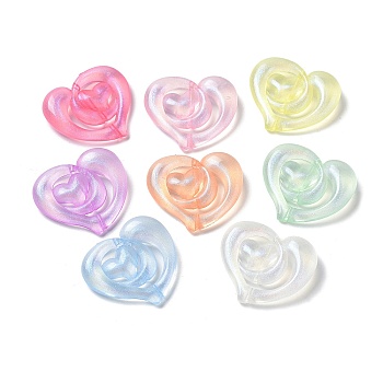 Transparent Acrylic Beads, Luminous Beads, Glow in the Dark, Heart, Mixed Color, 26x29.5x6.5mm, Hole: 1.2mm, about: 230pcs/500g