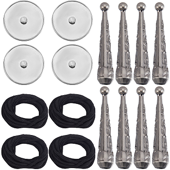 DIY Bolo Tie Kits, Including Blank Zinc Alloy Bolo Tie Round Slider Pack, Round Nylon Cords, Alloy Cord End, Platinum, 23x7mm, 4pcs
