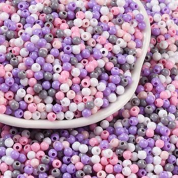 Opaque Acrylic Beads, Round, Medium Purple, 3mm, Hole: 1mm