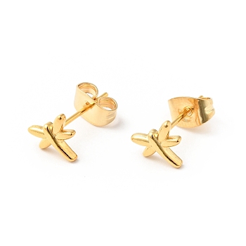 304 Stainless Steel Tiny Dragonfly Stud Earrings with 316 Stainless Steel Pins for Women, Golden, 6.5x7mm, Pin: 0.6mm