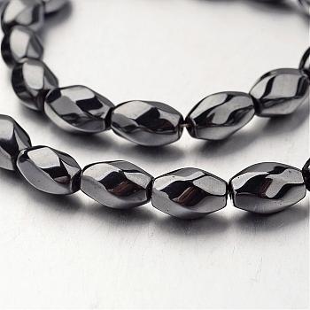 Non-magnetic Synthetic Hematite Beads Strands, Twisted Oval, Original Color, 12x8~9mm, Hole: 1mm, about 33pcs/strand, 15.7 inch