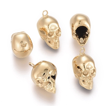 Ion Plating(IP) 304 Stainless Steel Pendant Rhinestone Settings, Skull Head, Golden, 14x7.5x9mm, Hole: 1.4mm, Fit For 1.5mm Rhinestone