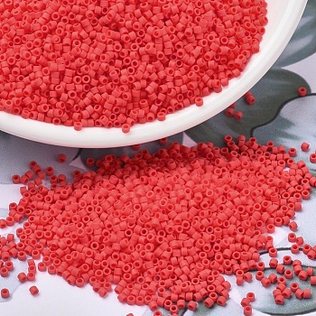 MIYUKI Delica Beads, Cylinder, Japanese Seed Beads, 11/0, (DB0757) Matte Opaque Vermillion Red, 1.3x1.6mm, Hole: 0.8mm, about 2000pcs/10g