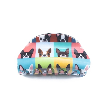 Dog Pattern PVC Plastic Claw Hair Clips, Hair Accessories for Women & Girls, Colorful, 44x84x34mm