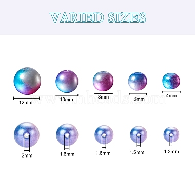 497Pcs 5 Style Rainbow ABS Plastic Imitation Pearl Beads(OACR-YW0001-07C)-3