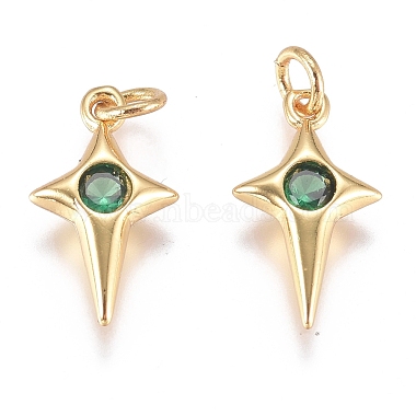 Golden Green Star Brass+Cubic Zirconia Charms