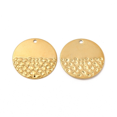 Real 18K Gold Plated Flat Round 304 Stainless Steel Pendants