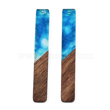Dark Turquoise Rectangle Resin+Wood Big Pendants