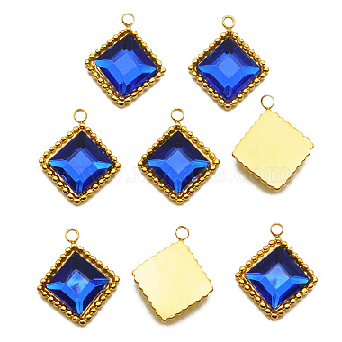 Golden Blue Rhombus Glass Pendants