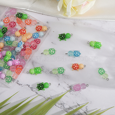 60Pcs 10 Styles Luminous Transparent & Opaque Resin Pendants Sets(RESI-CA0001-71)-4