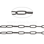 304 Stainless Steel Paperclip Chains, Soldered, with Spool, Electrophoresis Black, 5.5x2.2x0.5mm, 10m/roll(CHS-F010-01H-B)