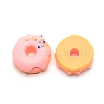 Resin Cabochons, DIY for Mobile Phone Decoration & Bobby Pin Accessories, Doughnut, Pink, 20.5~21.5x9.8mm(RESI-WH0025-18)