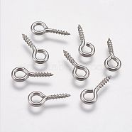 304 Stainless Steel Screw Eye Pin Peg Bails, For Half Drilled Beads, Stainless Steel Color, 12x5x1mm, Hole: 2.5mm(STAS-I097-077B)
